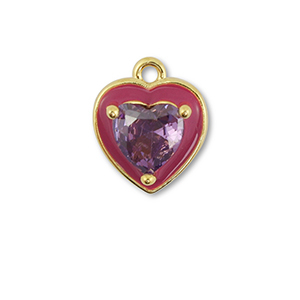 M&eacute;tal TQ laiton breloques coeur Dor&eacute;-violet