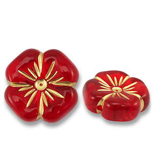 Perles acryliques fleur Rouge-dor&eacute;