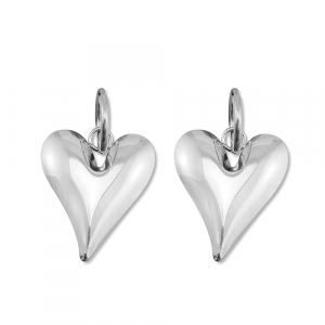 Boucles d'oreilles en acier Inox c&oelig;ur Argent&eacute;