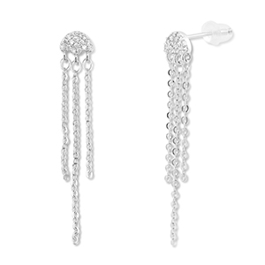M&eacute;tal TQ laiton boucles d'oreilles / puces d&rsquo;oreilles m&eacute;duse Argent&eacute;-transparent