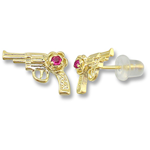 M&eacute;tal TQ laiton boucles d'oreilles / puces d&rsquo;oreilles revolver Dor&eacute;-rose fonc&eacute;