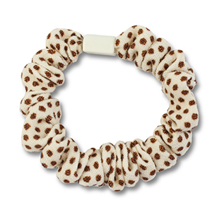 Elastique pour cheveux chouchou pois Blanc cass&eacute;-marron
