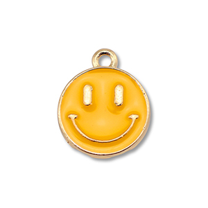 Breloques en m&eacute;tal &eacute;maill&eacute;e souriant Dor&eacute;-orange clair