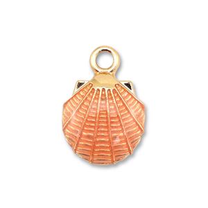 Breloques en m&eacute;tal &eacute;maill&eacute;e coquille Dor&eacute;-rose p&ecirc;che