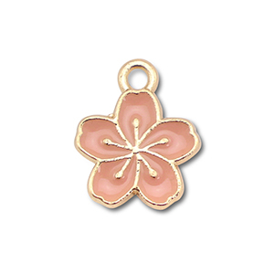 Breloques en m&eacute;tal &eacute;maill&eacute;e fleur Dor&eacute;-rose vintage