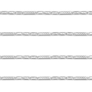 Appr&ecirc;ts en acier Inox cha&icirc;ne maille jaseron plat Argent&eacute;
