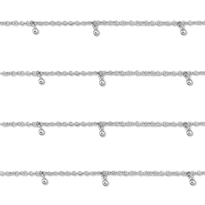 Appr&ecirc;ts en acier Inox cha&icirc;ne maille jaseron avec boule Argent&eacute;