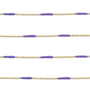 Appr&ecirc;ts en acier Inox cha&icirc;ne maille jaseron avec barre Dor&eacute;-violet