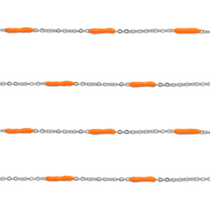 Appr&ecirc;ts en acier Inox cha&icirc;ne maille jaseron avec barre Argent&eacute;-orange