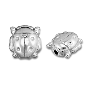 Perles en acier Inox coccinelle Argent&eacute;