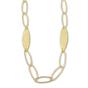 Cha&icirc;nes maille accroche-regard ovale avec feuille Dor&eacute;
