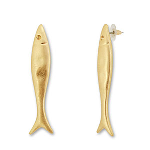 Boucles d'oreilles accroche-regard poisson Dor&eacute;