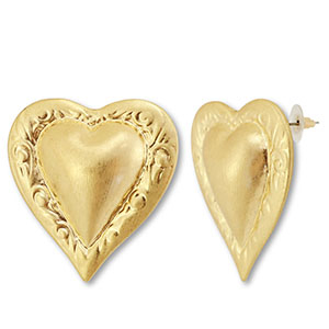 Boucles d'oreilles accroche-regard coeur Dor&eacute;