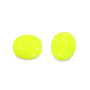 Perles en r&eacute;sine rondelles 12mm Jaune n&eacute;on