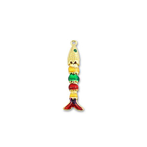 Breloques en laiton Eco-brass&reg; poisson Dor&eacute;-multicolore