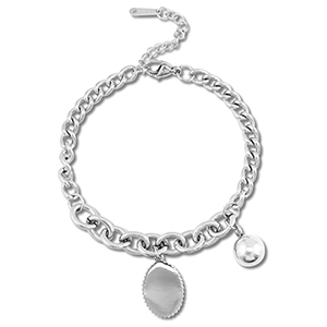 Bracelets en acier Inox boule Argent&eacute;