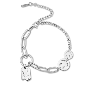 Bracelets en acier Inox smiley Argent&eacute;