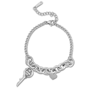 Bracelets en acier Inox cl&eacute; Argent&eacute;