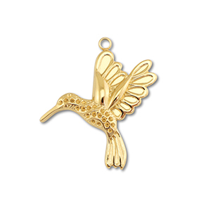 Breloques en acier Inox colibri Dor&eacute;
