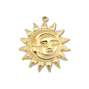 Breloques en acier Inox lune & soleil Dor&eacute;