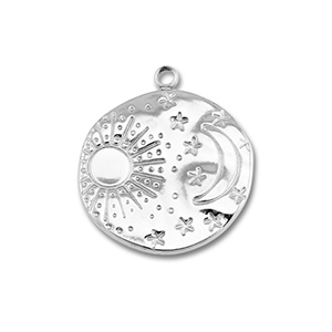 Breloques en acier Inox soleil & lune Argent&eacute;