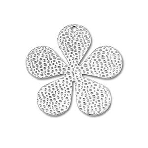 Breloques en acier Inox fleur Argent&eacute;