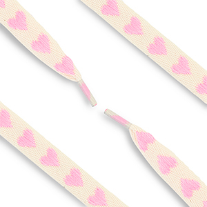 Lacet pour chaussure tendance avec c&oelig;ur Blanc cass&eacute;-rose