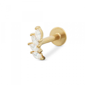 Piercing d&rsquo;oreilles en acier Inox feuille Dor&eacute;