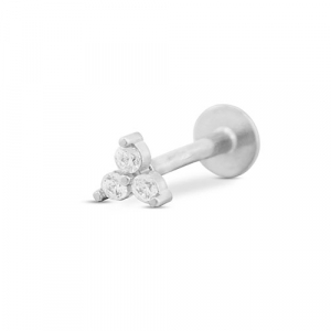 Piercing d&rsquo;oreilles en acier Inox triangle Argent&eacute;