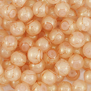 Perles en verre avec pailletes 4 mm Orange corail-dor&eacute;