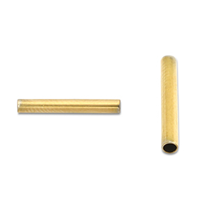 Perles en acier Inox tubes 9mm Dor&eacute;