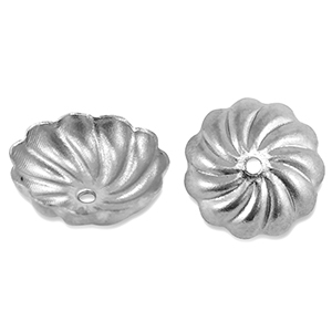 Appr&ecirc;ts en acier Inox coupelle pour perles fleur Argent&eacute;