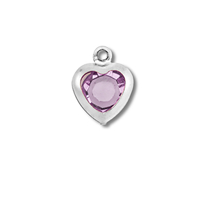 Breloques en acier Inox coeur Argent&eacute;-rose clair
