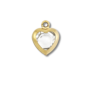Breloques en acier Inox coeur Dor&eacute;-transparent