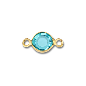 Appr&ecirc;ts en acier Inox connecteur rond Dor&eacute;-bleu aquamarin