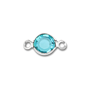 Appr&ecirc;ts en acier Inox connecteur rond Argent&eacute;-bleu aquamarin
