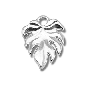 Breloques en acier Inox feuille Argent&eacute;