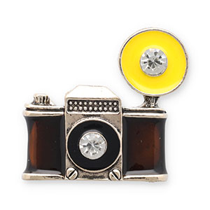 Broches appareil photo Champagne clair-marron-jaune-transparent