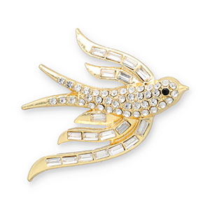 Broches hirondelle Dor&eacute;-transparent-noir