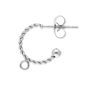 Appr&ecirc;ts en acier Inox boucles d'oreilles cr&eacute;oles torsad&eacute; avec anneau Argent&eacute;
