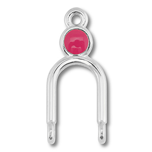 Breloques en m&eacute;tal DQ connecteur Argent&eacute; antique (sans nickel)-magenta