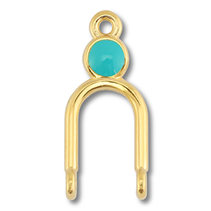 Breloques en m&eacute;tal DQ connecteur Dor&eacute; (sans nickel)-bleu turquoise