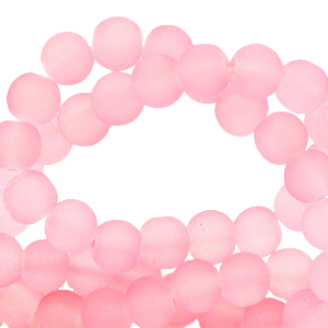 Perles en verre 6 mm mat Rose azal&eacute;e