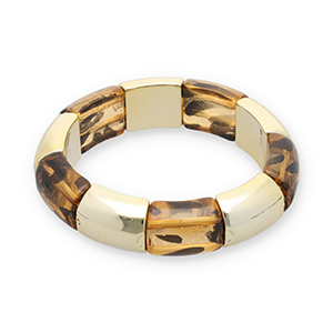 Bracelets en r&eacute;sine avec imprim&eacute; l&eacute;opard Dor&eacute;-transparent marron ambre clair-noir