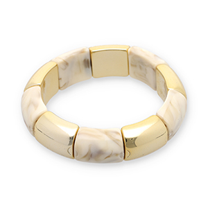 Bracelets en r&eacute;sine Dor&eacute;-blanc cass&eacute;-beige