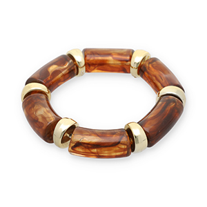 Bracelets en r&eacute;sine Dor&eacute;-transparent marron ambre
