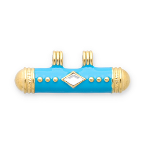 Message bead breloques en acier Inox Dor&eacute;-bleu-transparent