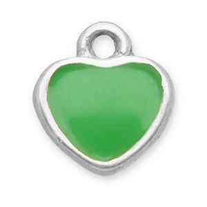 Breloques en acier Inox c&oelig;ur Argent&eacute;-vert clair