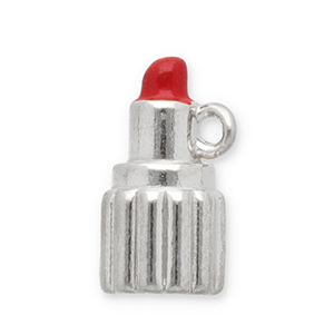 Breloques en acier Inox rouge &agrave; l&egrave;vres Argent&eacute;-rouge
