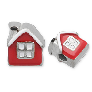 Perles en acier Inox maison Argent&eacute;-rouge-blanc